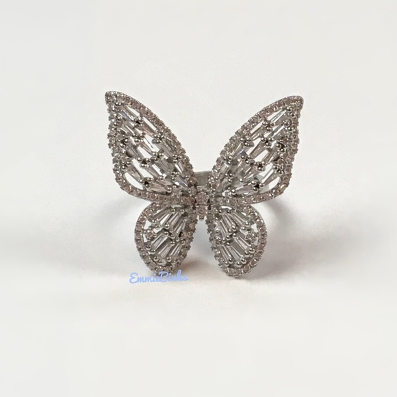 New Charming Charlie Butterfly Statement Ring ~ CZ Crystal Butterfly Cocktail - Picture 5 of 15